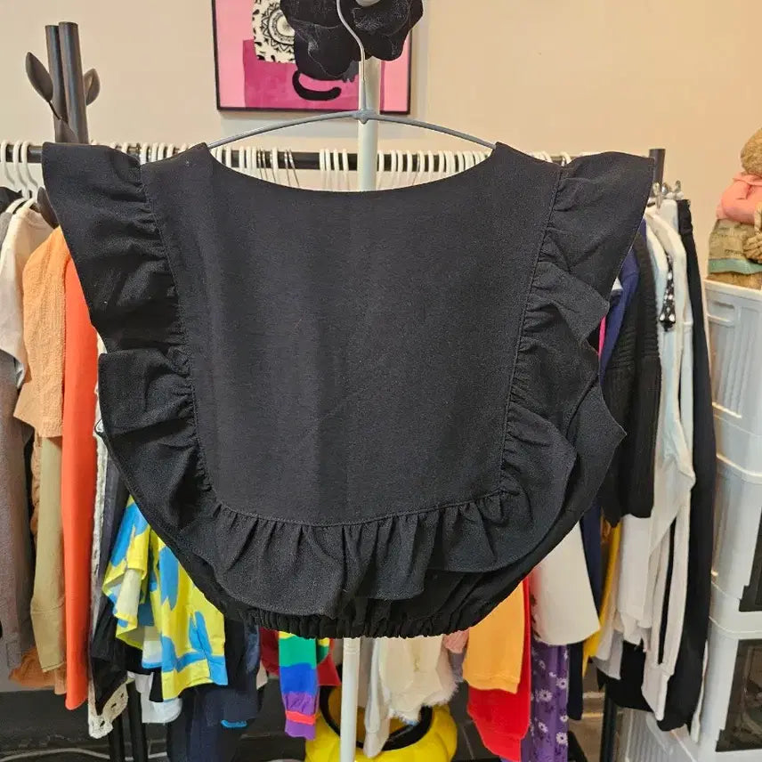 [BUNJANG] THE GARO Frill Crop Jacket and Anorak Skirt Set / THE GARO 프릴 장식 크롭 자켓 블랙 아노락 스커트 세트