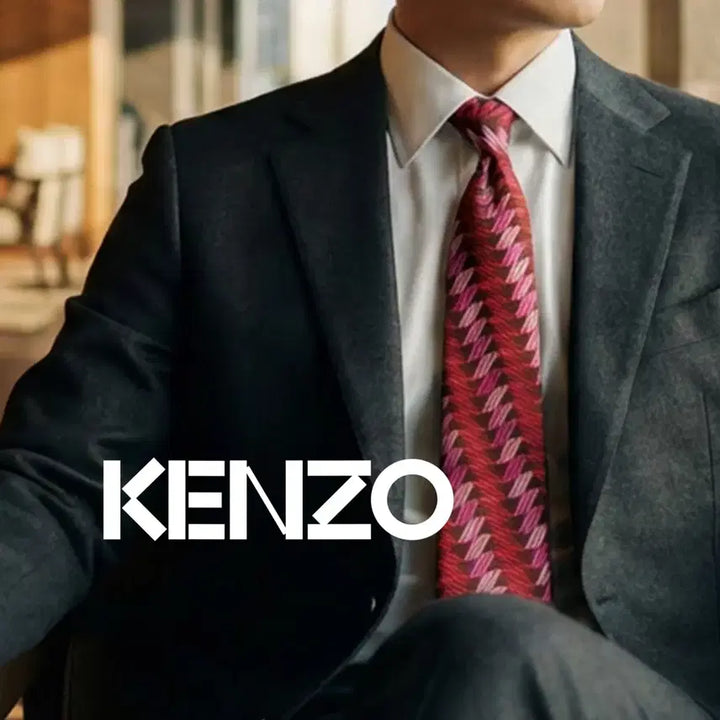 [BUNJANG] Kenzo Silk Geometric Pattern Necktie 9.3cm / 겐조 실크 핑크 기하 패턴 넥타이 9.3cm A+~A등급 K2520