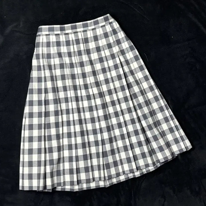 [BUNJANG] Vintage Gray Check Midi Skirt / 일본빈티지 그레이 체크 미디 스커트