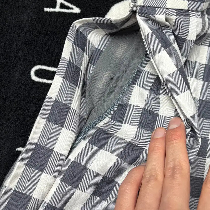 [BUNJANG] Vintage Gray Check Midi Skirt / 일본빈티지 그레이 체크 미디 스커트