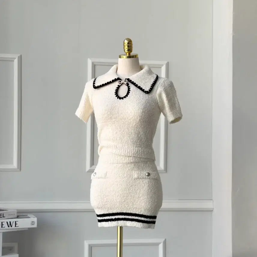 [BUNJANG] J.LIZ Two-Piece Ribbon Collar Set / 제이리즈 수입의류 투피스 리본 카라