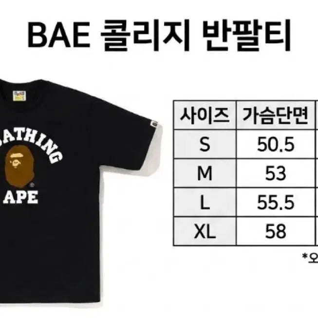 [BUNJANG] BAPE BAE College Short Sleeve T-shirt (Unisex) / [새상품/무배]베이프 BAE 컬리지 반팔티셔츠 남녀공용