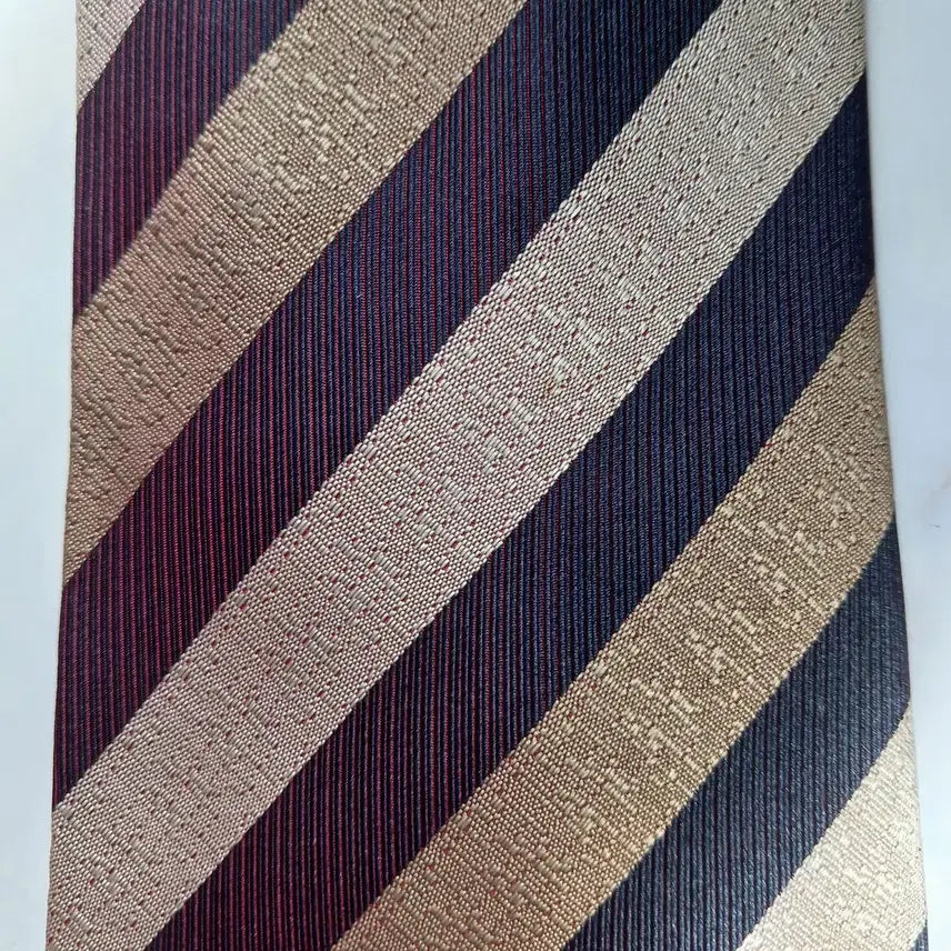[BUNJANG] Sonia Rykiel Brown Burgundy Stripe Silk Tie / 소니아 리키엘 브라운 스트라이프 넥타이 9.5cm A+등급 E919