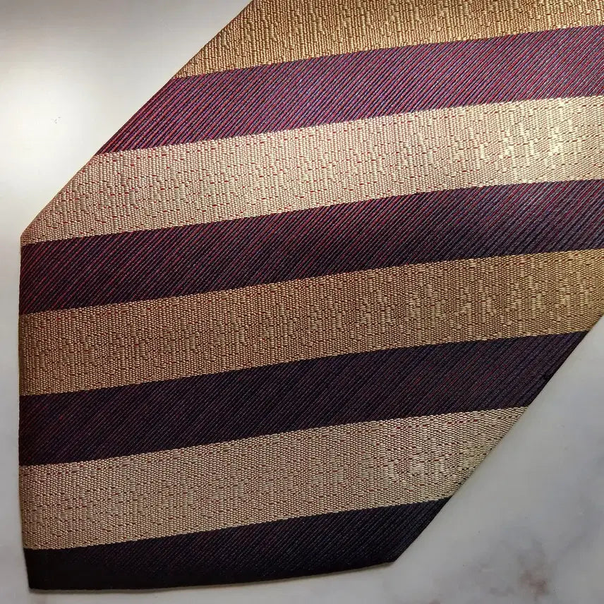 [BUNJANG] Sonia Rykiel Brown Burgundy Stripe Silk Tie / 소니아 리키엘 브라운 스트라이프 넥타이 9.5cm A+등급 E919