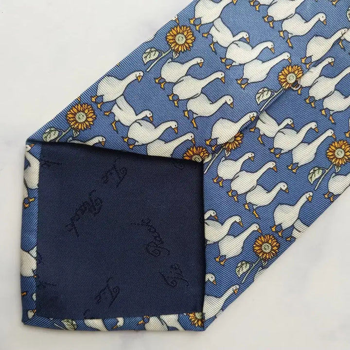 [BUNJANG] Beaufort Duck Motif Silk Tie / 뷰포트(타이랙)  블루 오리 모티브 넥타이 9.7cm A등급 K2313