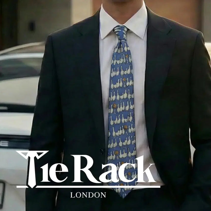[BUNJANG] Beaufort Duck Motif Silk Tie / 뷰포트(타이랙)  블루 오리 모티브 넥타이 9.7cm A등급 K2313