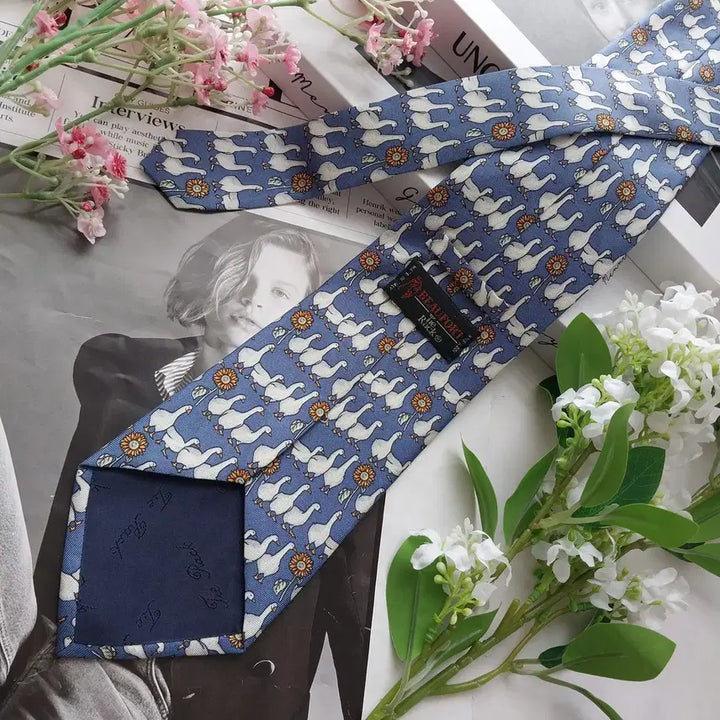 [BUNJANG] Beaufort Duck Motif Silk Tie / 뷰포트(타이랙)  블루 오리 모티브 넥타이 9.7cm A등급 K2313