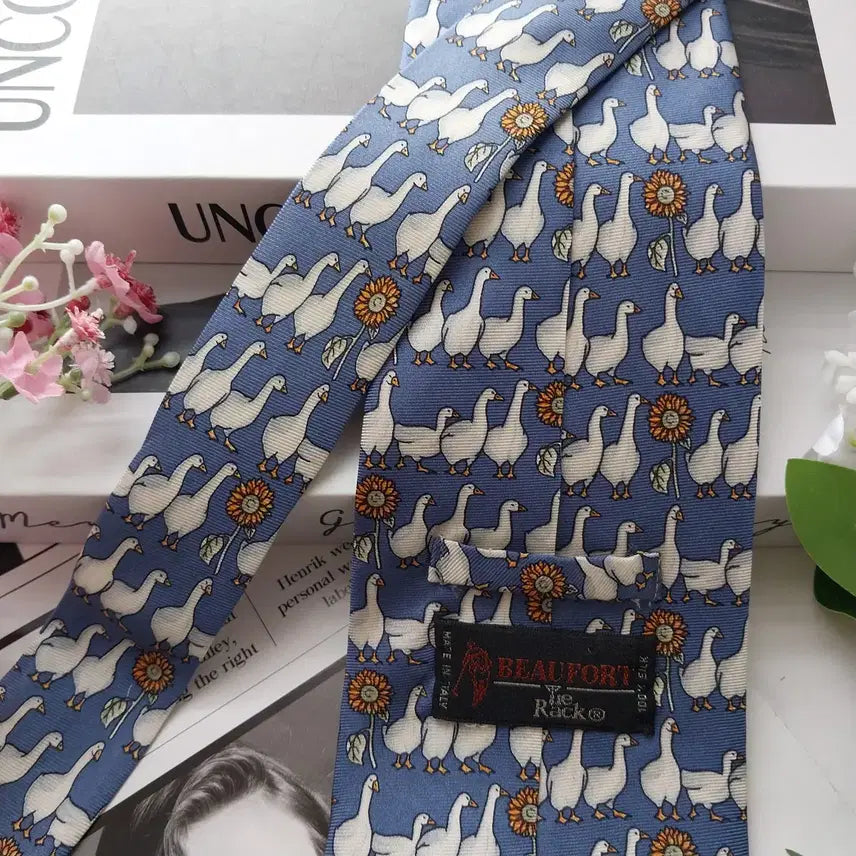 [BUNJANG] Beaufort Duck Motif Silk Tie / 뷰포트(타이랙)  블루 오리 모티브 넥타이 9.7cm A등급 K2313