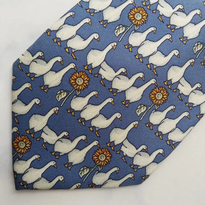 [BUNJANG] Beaufort Duck Motif Silk Tie / 뷰포트(타이랙)  블루 오리 모티브 넥타이 9.7cm A등급 K2313