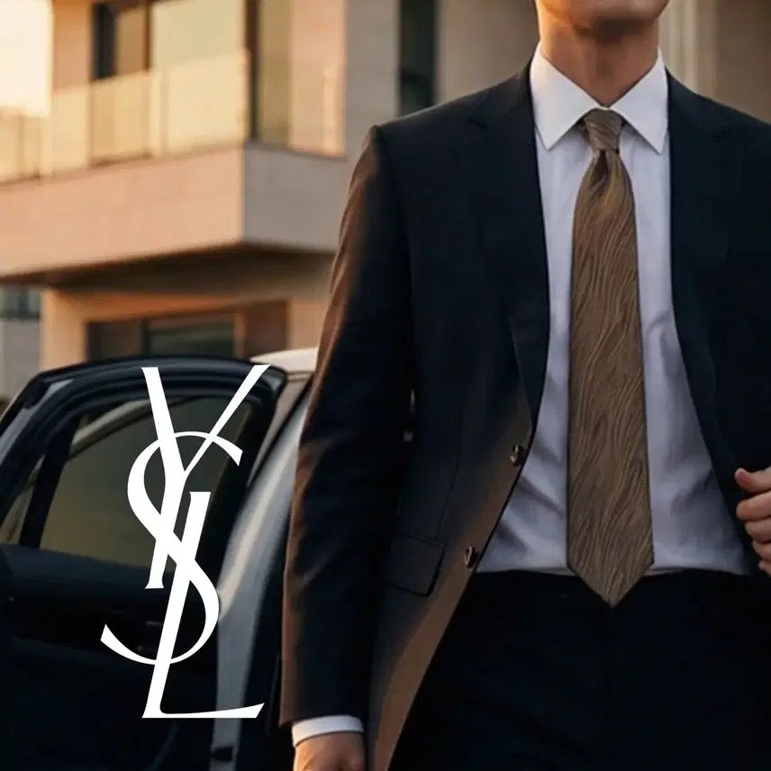 [BUNJANG] Yves Saint Laurent Silk Tie - Beige 8.4cm / 입생로랑 실크 베이지 넥타이 8.4cm A~B등급 K2499