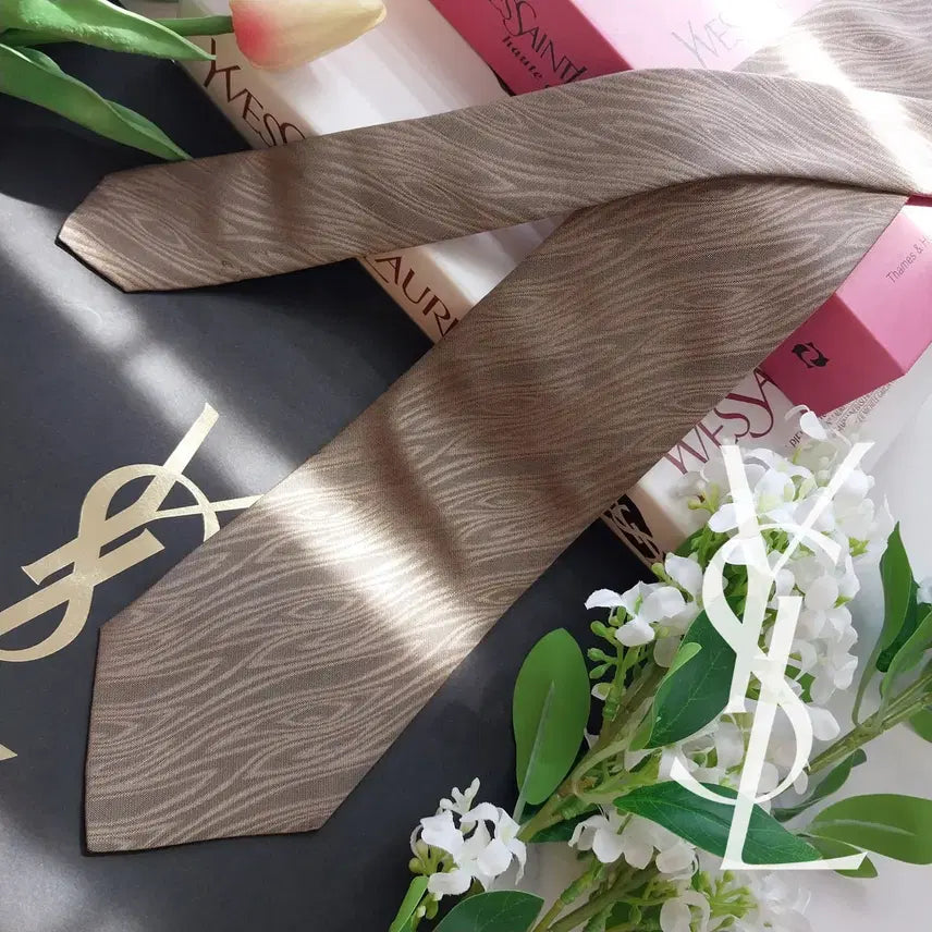 [BUNJANG] Yves Saint Laurent Silk Tie - Beige 8.4cm / 입생로랑 실크 베이지 넥타이 8.4cm A~B등급 K2499
