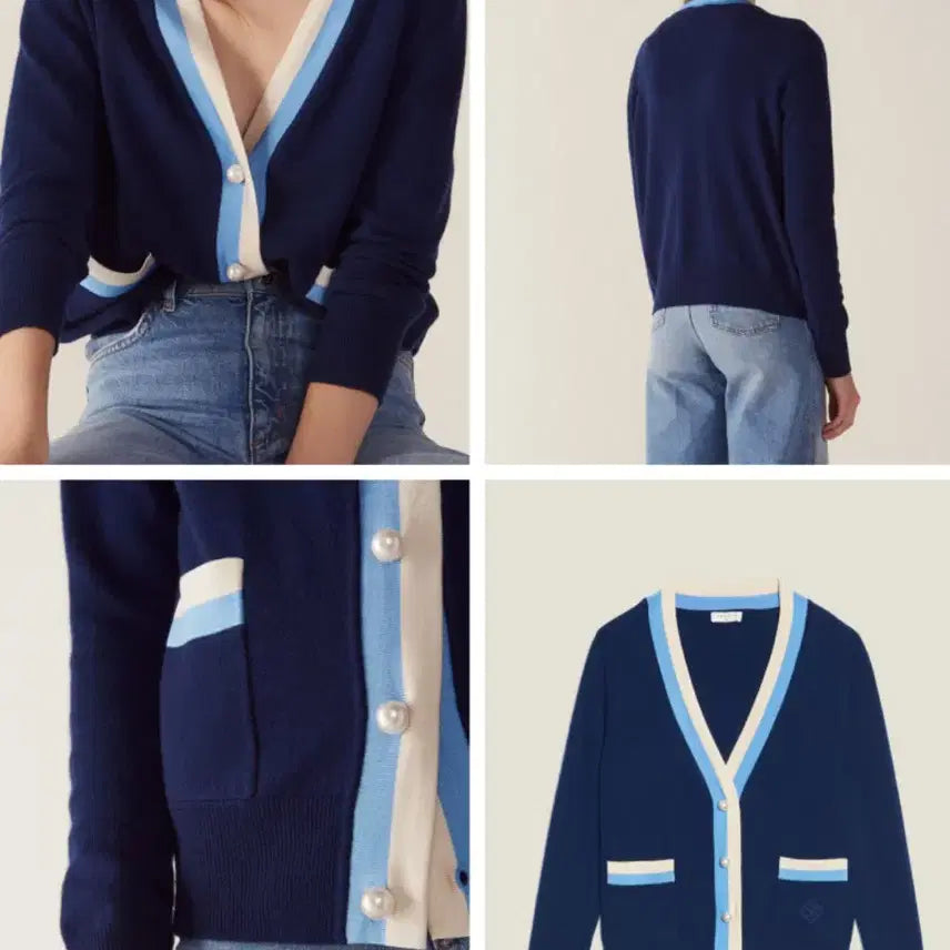 [SOLD OUT] 산드로 네이비 진주 가디건 1사이즈 (새상품 컨디션)