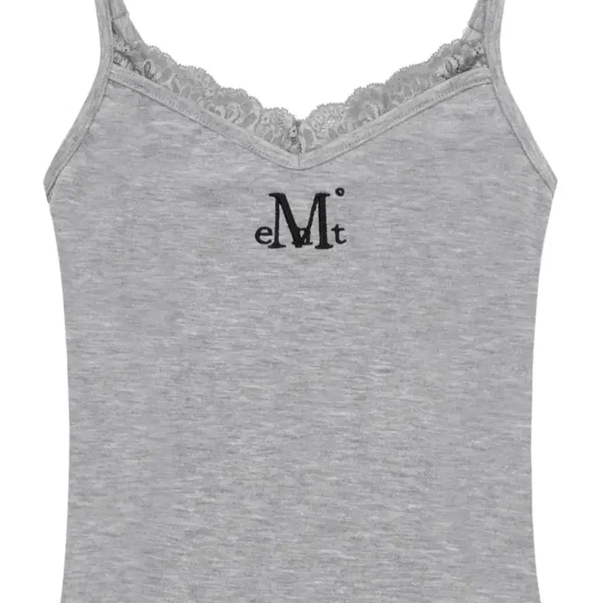 [BUNJANG] Musent Lace Slim Fit Sleeveless Tank Top - Gray / 무센트 레이스 슬림핏 슬리브리스 나시 그레이
