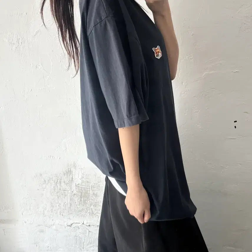 [BUNJANG] Maison Kitsune Fox Head Patch Short Sleeve T-shirt Black XXL / Maison Kitsune 메종키츠네 블랙컬러 폭스헤드 패치 반팔 티셔츠