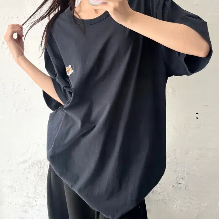[BUNJANG] Maison Kitsune Fox Head Patch Short Sleeve T-shirt Black XXL / Maison Kitsune 메종키츠네 블랙컬러 폭스헤드 패치 반팔 티셔츠