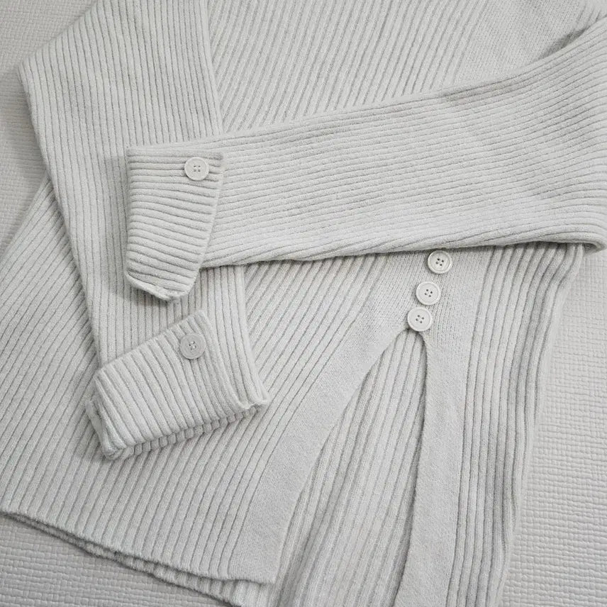[BUNJANG] Loose V-Neck Slit Long Knit / 