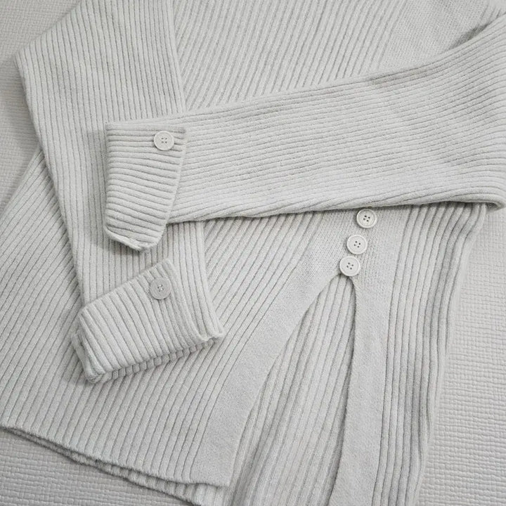 [BUNJANG] Loose V-Neck Slit Long Knit / 