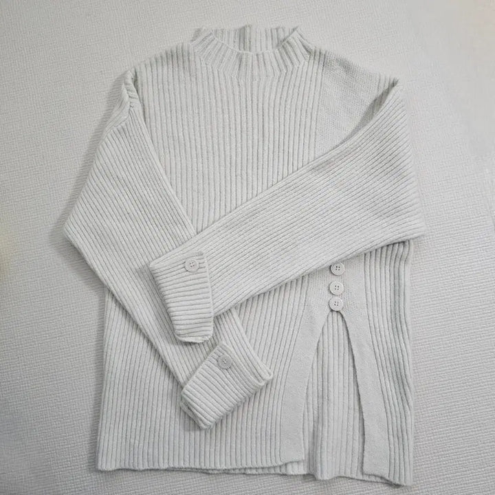 [BUNJANG] Loose V-Neck Slit Long Knit / 