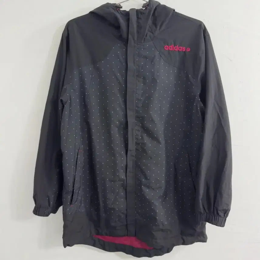 [BUNJANG] Adidas Neo Black Dot Hooded Windbreaker Jacket / 아디다스 네오 블랙 도트 후드 바람막이