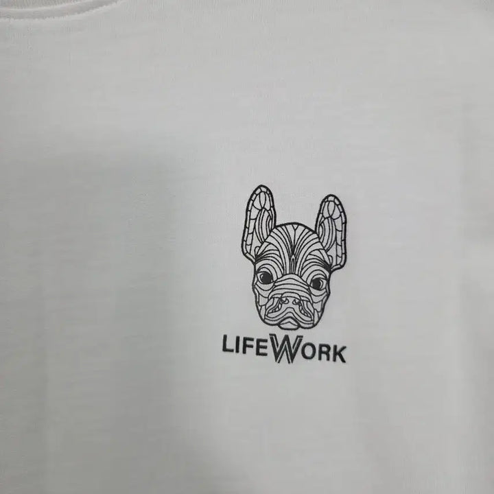 [BUNJANG] LifeWork Bulldog Logo White T-shirt / 라이프워크 불독 로고 반팔 티셔츠 화이트