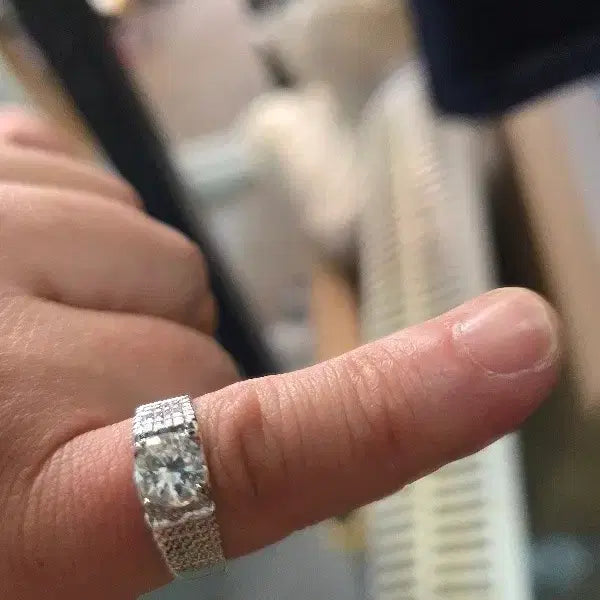 [BUNJANG] Surgical Stainless Steel Square Ring with Diamond-Cut Cubic Zirconia / 다이아컷큐빅 스퀘어반지 써지컬