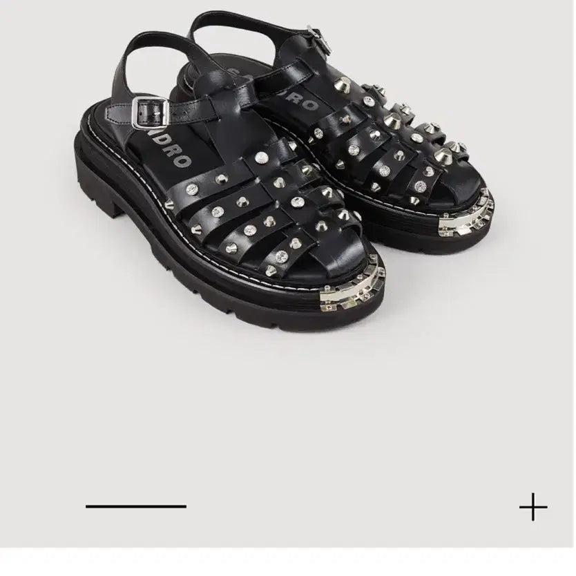 [BUNJANG] Sandro Studded Leather Sandals (240) / 산드로 스터드 레더 샌들(240)