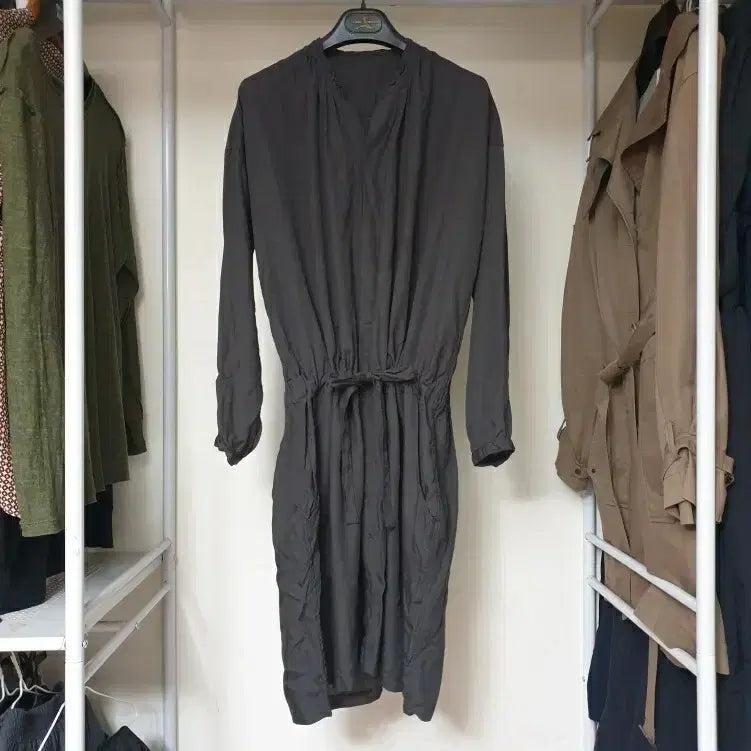 [BUNJANG] ZUCCA Fluid Shirt Dress Robe Lyocell Charcoal Grey M / 매장판)ZUCCA 주카 친환경 리오셀 플루이드 셔츠 원피스 로브 M