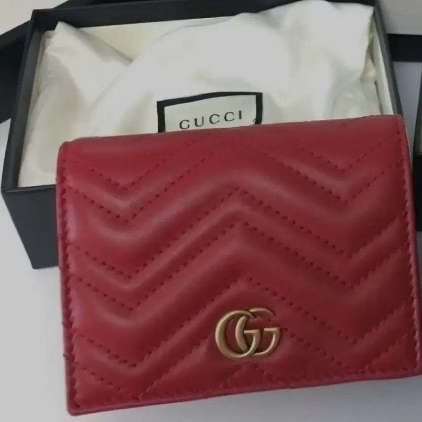 [BUNJANG] Gucci Marmont Red Bifold Wallet / 구찌 마몬트 반지갑 레드