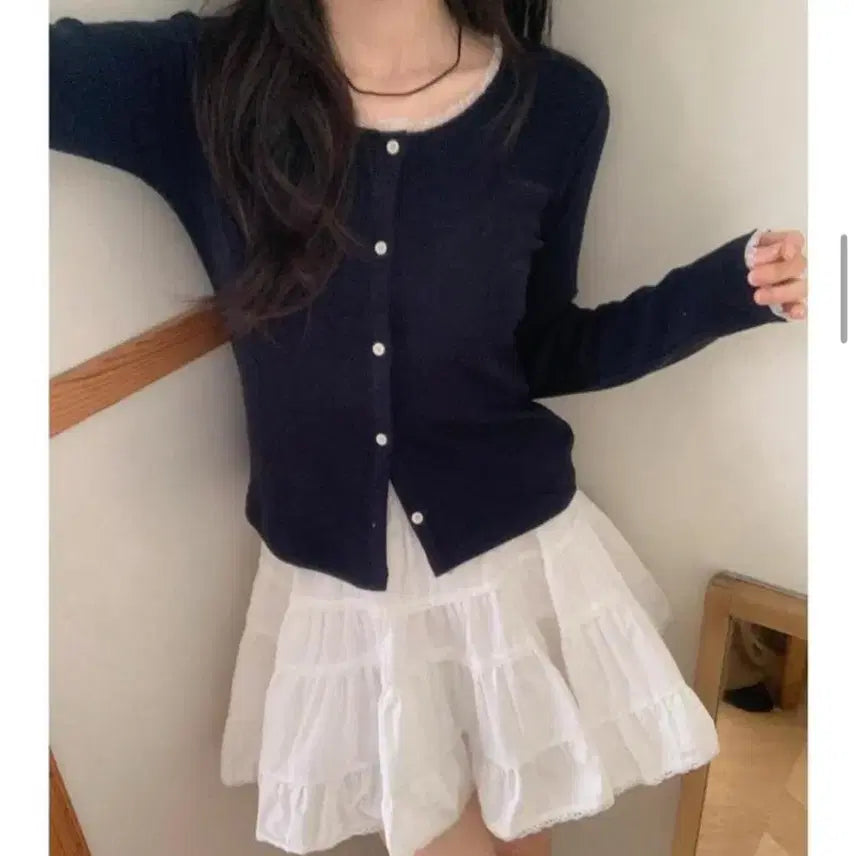[BUNJANG] Nearwear/Shopperland Lace Cardigan Navy / 니어웨어/쇼퍼랜드 레이스 가디건 네이비