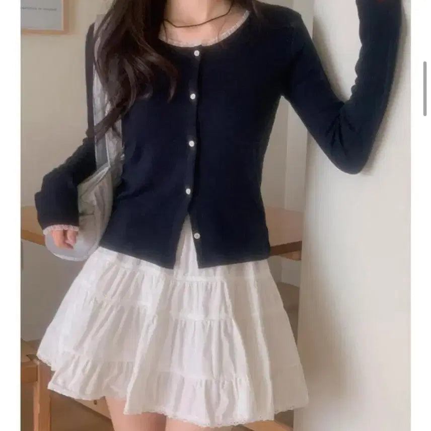 [BUNJANG] Nearwear/Shopperland Lace Cardigan Navy / 니어웨어/쇼퍼랜드 레이스 가디건 네이비