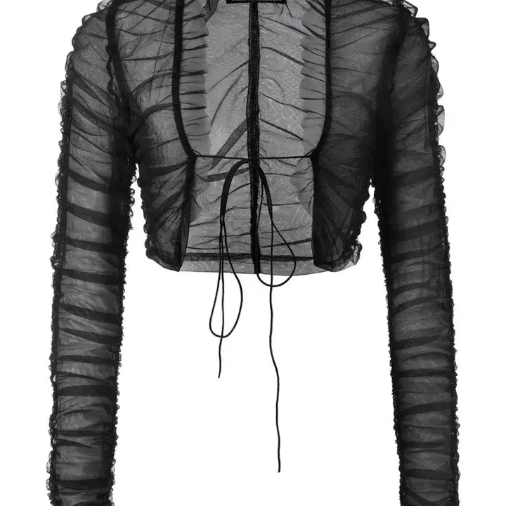 [BUNJANG] Third Time Shirring Cardigan Black / (택 있음) 쓰리타임즈 셔링 가디건 블랙 새상품