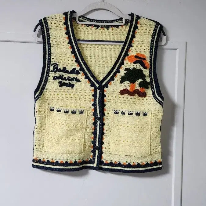 [BUNJANG] Vintage Yellow Crochet Vest / 빈티지 크로셰 뜨개 조끼 옐로우