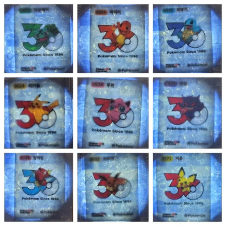 [BUNJANG] Pokemon 30th Anniversary Logo Seal Sticker Set (18 Types) / 포켓몬 시즌5띠부씰 30주년 로고씰 18종
