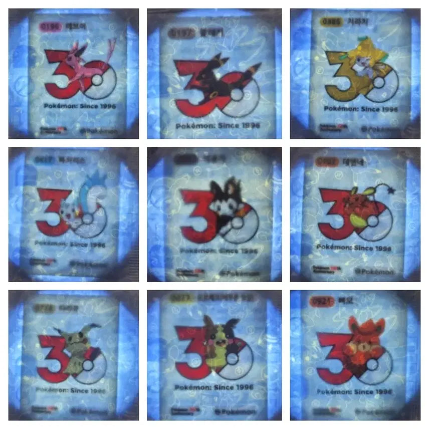 [BUNJANG] Pokemon 30th Anniversary Logo Seal Sticker Set (18 Types) / 포켓몬 시즌5띠부씰 30주년 로고씰 18종