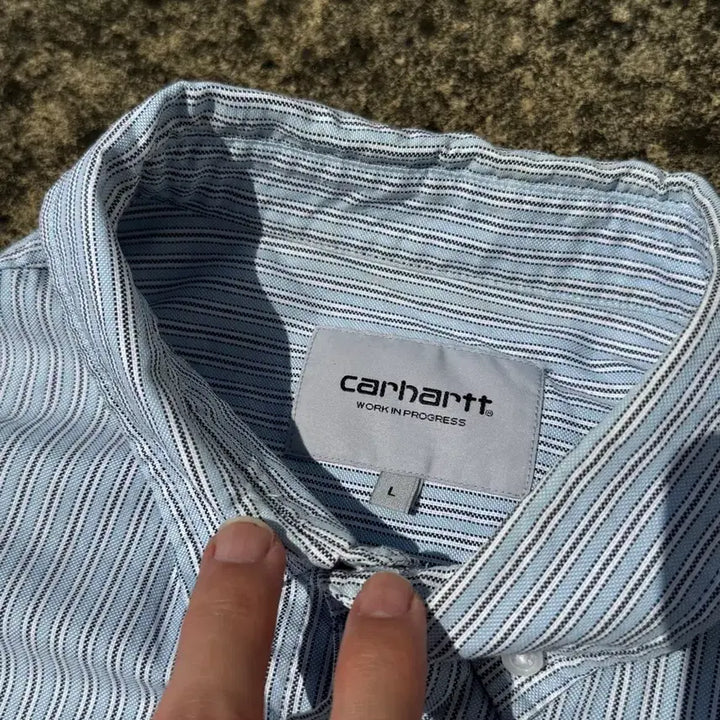 [BUNJANG] Carhartt WIP Striped Shirt (Sky Blue) / [L] 칼하트WIP 스트라이프 셔츠(하늘)