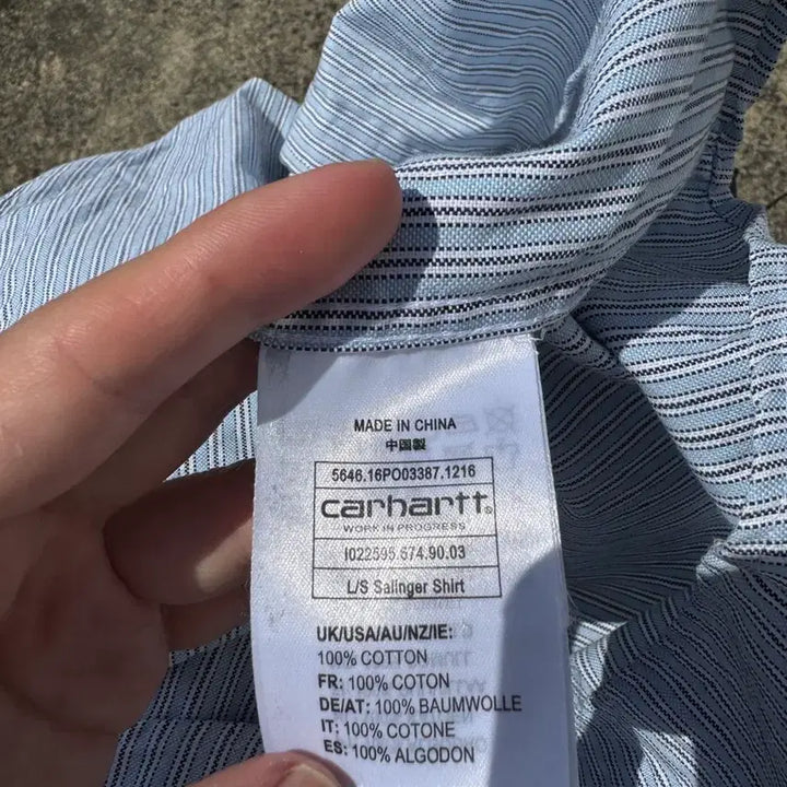 [BUNJANG] Carhartt WIP Striped Shirt (Sky Blue) / [L] 칼하트WIP 스트라이프 셔츠(하늘)