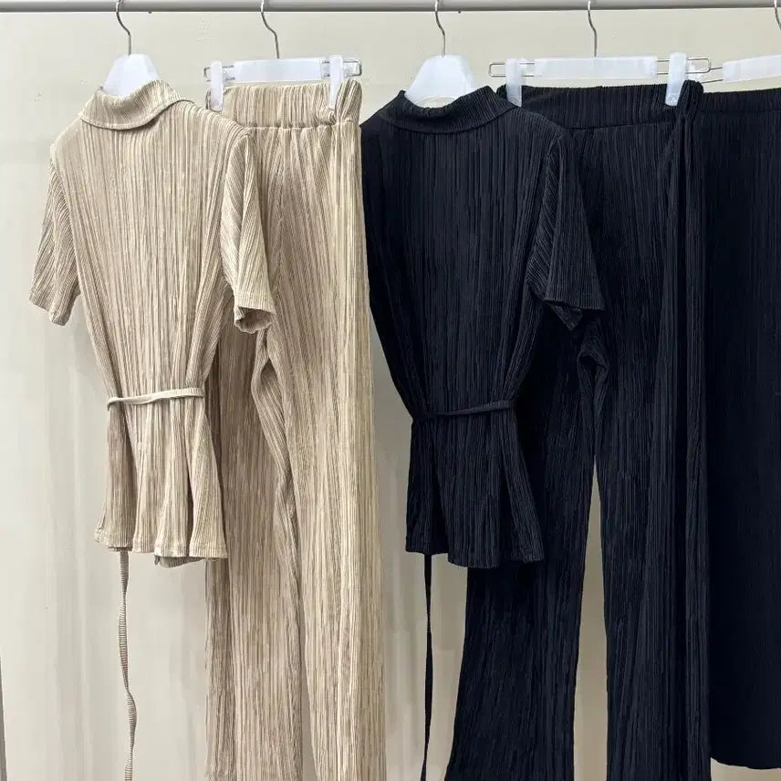 [BUNJANG] Ssong Label Pleated Set Beige / (새상품)쏭라벨 플리츠세트 베이지free