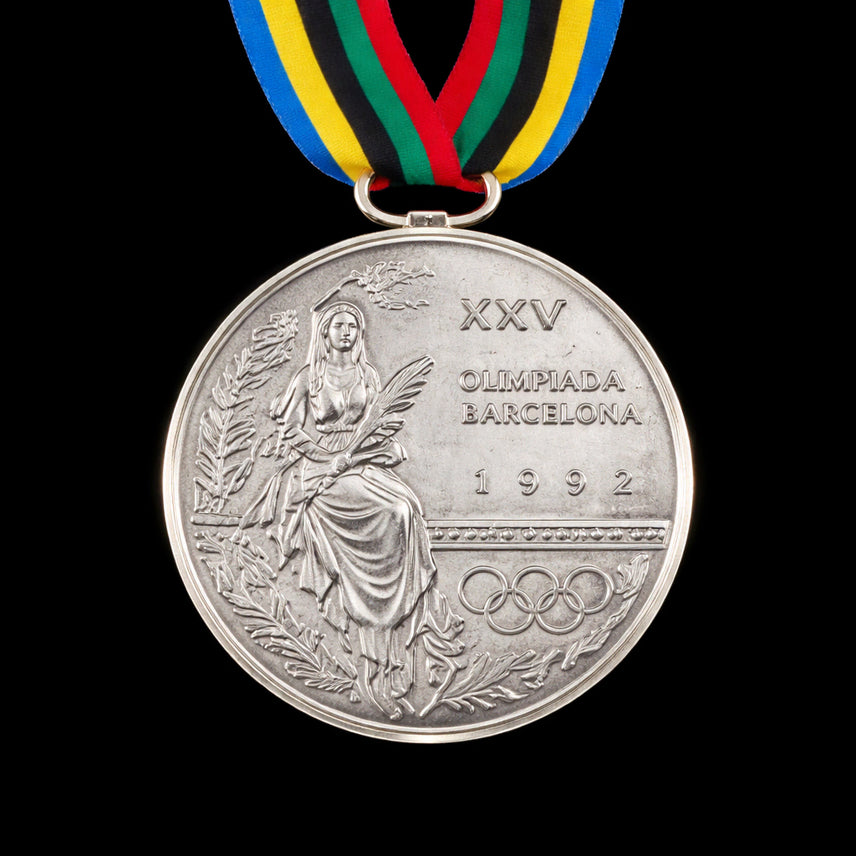 [BUNJANG] 1992 Barcelona Olympics Silver Medal Commemorative Display / 새 1992년 바르셀로나 올림픽 은메달 메달 리본 기념 장식 전시