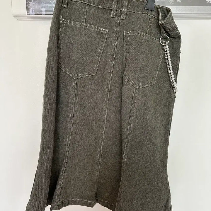 [BUNJANG] MILLO WOMEN Denim Flare Skirt Chain Set / 밀로우먼 데님 플레어 스커트 체인 세트