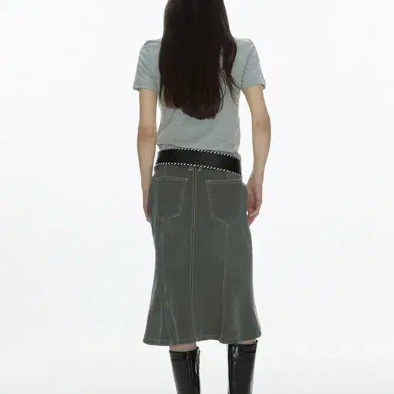 [BUNJANG] MILLO WOMEN Denim Flare Skirt Chain Set / 밀로우먼 데님 플레어 스커트 체인 세트