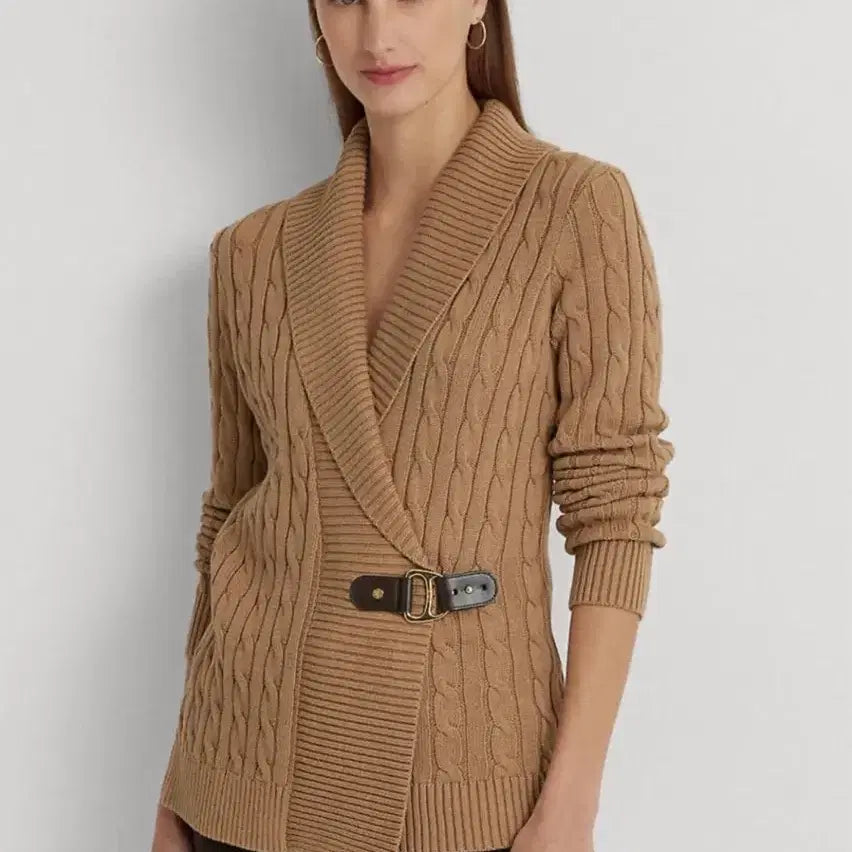 [BUNJANG] Ralph Lauren Buckle Wrap Cardigan Camel XS New / 랄프로렌 버클 랩가디건 카멜 XS 새상품