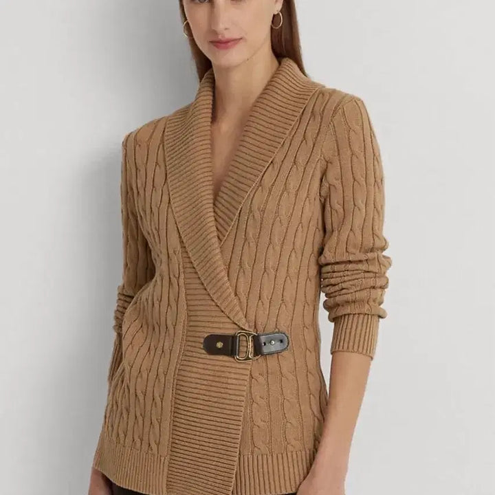 [BUNJANG] Ralph Lauren Buckle Wrap Cardigan Camel XS New / 랄프로렌 버클 랩가디건 카멜 XS 새상품