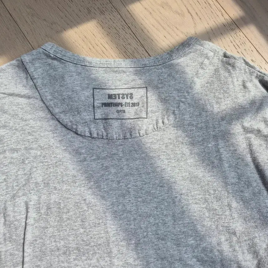 [BUNJANG] System Homme Grey Leather Pocket Short Sleeve T-Shirt / 시스템옴므 회색 가죽 포켓 반팔 티셔츠