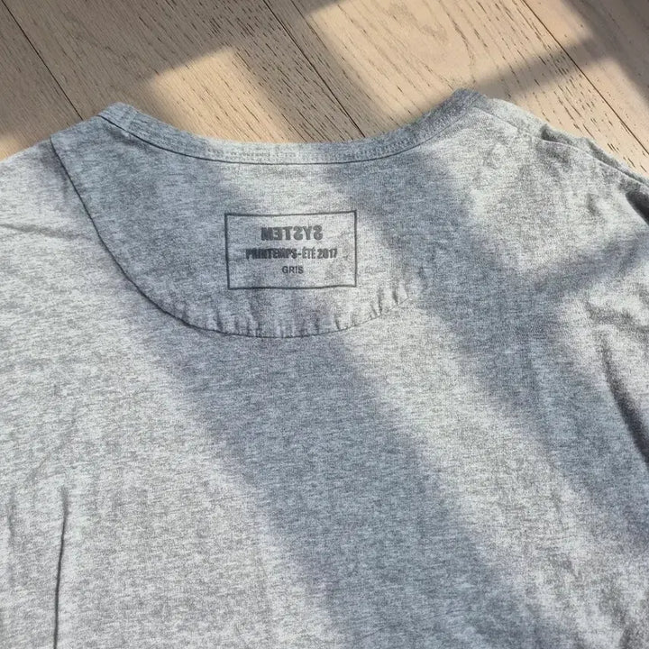 [BUNJANG] System Homme Grey Leather Pocket Short Sleeve T-Shirt / 시스템옴므 회색 가죽 포켓 반팔 티셔츠