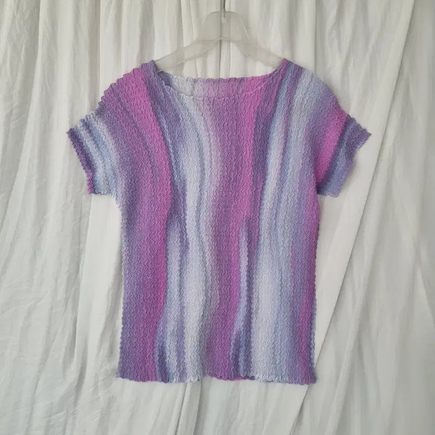 [BUNJANG] Pleated Short Sleeve Blouse T-shirt / 플리츠 주름 반팔 블라우스 티셔츠