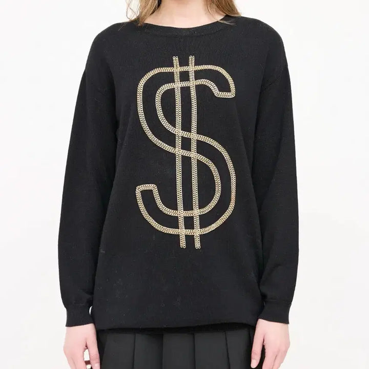 [BUNJANG] Moschino Black Wool Knit Sweater M / 모스키노 블랙 울 니트 스웨터 m