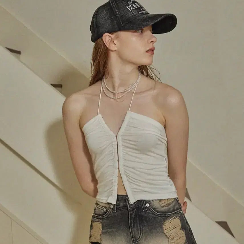 [BUNJANG] Bohemian Seoul Bohemseo Drape Halter Top / 보헤미안서울 보헴서 bohemseo drape haltet top 나시