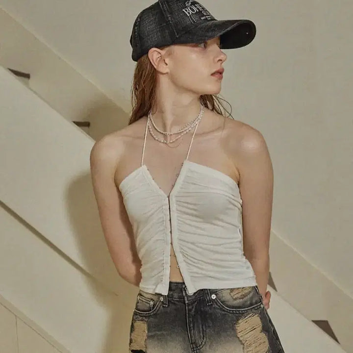 [BUNJANG] Bohemian Seoul Bohemseo Drape Halter Top / 보헤미안서울 보헴서 bohemseo drape haltet top 나시