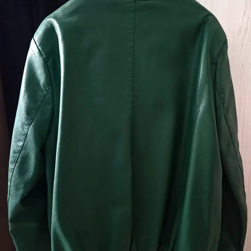 [BUNJANG] Green Faux Leather Jacket / 그린 레더 자켓