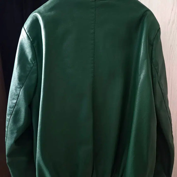 [BUNJANG] Green Faux Leather Jacket / 그린 레더 자켓
